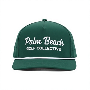 Custom Embroidery Golf Cap 5-Panel Sports <b>Hat</b> with Curved Brim and Rope Headwear <b>Waterproof</b> Fabric Baseball Cap - Product Image 2
