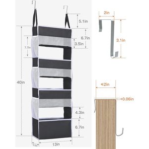 <b>Over</b> <b>Door</b> Organizer 4 Large Pockets 6 Mesh Side Pockets Dark Grey Hanging Storage For Clothing Shoes Behind <b>Doors</b> On Walls - Product Image 6