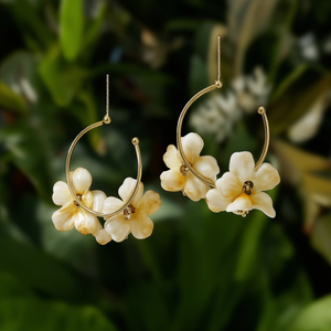 Fashion Drop Earrings Gold Plated 316L Stainless Steel <b>Floral</b> Design Statement Jewelry - Product Image 3