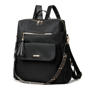 Mochila con borlas de tela Oxford británica Retro para mujer, nuevo diseño informal, Color de contraste multifuncional geométrico para damas y niñas - Product Image 4