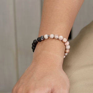 Bracelet pour homme personnalisable, style gothique unique, breloques de crâne, perles - Product Image 3