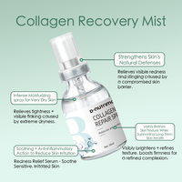 Brume de soins de la peau hydratante éclaircissante de marque privée collagène recombinant apaisant Protection de la barrière cutanée spray réparateur pour le visage