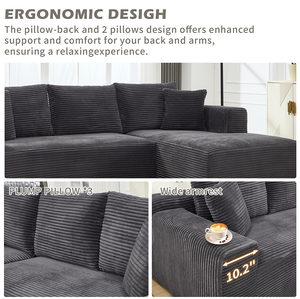 Ensemble de canapés modernes en L convertible - Canapé léger et confortable à compression sans vide pour salon et usage hôtelier - Product Image 2