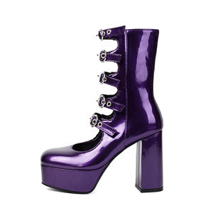 נעלי קיץ נשים עקבים גבוהים גושי נעליים מרובעים, לחתוך את סנדלים מול אבזמים מול אבזמים קצרים - Product Image 5