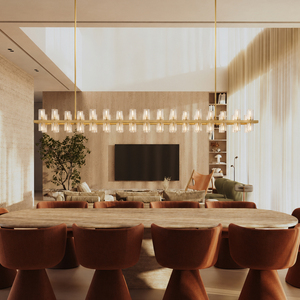 Lámpara colgante de cristal rectangular moderna con barra ajustable, candelabro lineal para comedor, decoración de lujo para el hogar - Product Image 1
