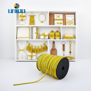 Cordon tressé métallique plat de 5 mm en gros, ficelle tressée jaune pour l'artisanat, l'<span class=keywords><strong>art</strong></span>, la couture, la fabrication de bijoux DIY - Product Image 1