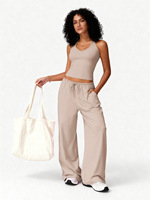 Ensemble de yoga pour femmes, 2 pièces, haut de sport et pantalon large, vêtements de sport actifs