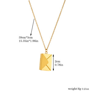 European American Fashion Gold Plated Envelope Pendant Stainless Steel Chain Necklace Geometric Design Gift Jewelry - Product Image 4