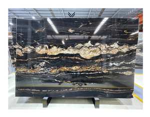 Dalle de quartzite noir or moderne de luxe, polie, imperméable, pour plan de travail, décoration intérieure, design élégant pour mur de fond - Product Image 1