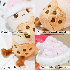 Porte-clés en peluche Kawai en forme de tasse de thé au <span class=keywords><strong>lait</strong></span>, avec perles de fruits, coussin en forme de Bubble Boba, jouet en peluche personnalisé - Product Image 2