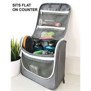 Sac de rangement pour articles de toilette BSCI, pliable, kit de voyage avec étui organisateur de bijoux, gris - Product Image 5