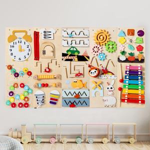 Tablero ocupado <span class=keywords><strong>de</strong></span> madera <span class=keywords><strong>de</strong></span> alta calidad, juguete <span class=keywords><strong>de</strong></span> actividad montado en la pared Montessori, reloj educativo, música, aprendizaje sensorial, material didáctico - Product Image 3