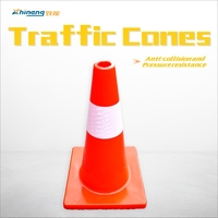 Zhineng LZ-P450C 430mm Petit cône de signalisation en PVC avec bande réfléchissante, support au sol pour éclairage continu, pour barrière de guidage de circulation intérieure