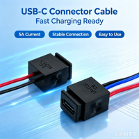 LN-009 Conector de Extensión USB-C Hembra de 2, 4 Pines, 24AWG, 15CM, Tipo C, Material de PVC de Calidad