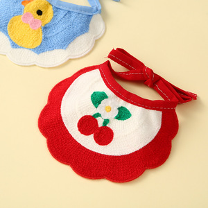Bavoir tricoté écologique et mignon, réglable, motif dessin animé, pour animaux de compagnie, serviette anti-salive d'été pour chats - Product Image 4