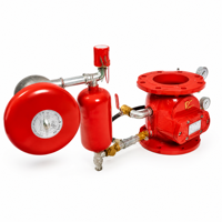 Rakitan Katup Alarm Sistem Sprinkler Kebakaran Pipa Basah Ruang Penundaan Motor Air Pengukur Tekanan Katup Kontrol Berflensa