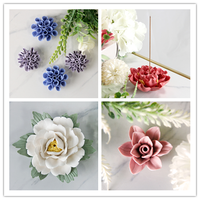 Encensoir en céramique F020 de 15 cm, fleur blanche artificielle, décoration d'intérieur, brûleur d'encens pour salle de bain