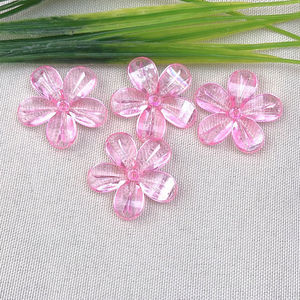 Acrylic Five Petal Flower Beads 30mm AB Color Transparent For Jewelry Making DIY Craft Bulk Loose Beads - Product Image 3