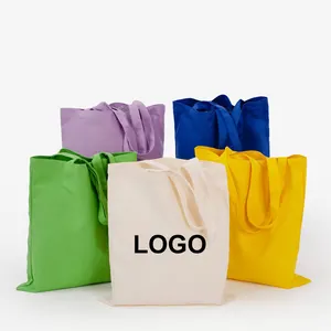 BSCI pabrik Logo kustom ramah lingkungan kapasitas besar portabel kecil dapat digunakan kembali tas belanja kosong katun kanvas tas Tote