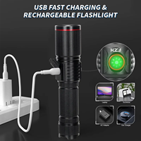 USB-C Rechargeable Haute Puissance Zoom Tactique Torche Lumière Longue Portée Blanc Laser LED Lampe de Poche Fonction Lumineuse IP65 Urgences