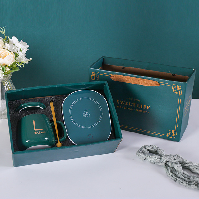 Hot Sale  Customized logo Cup Gift Set  with Heating Pad Temperature Control Smart Ceramic Coffee Mug with Warmer with