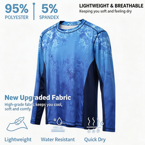 T-shirt da uomo a maniche lunghe personalizzate in <span class=keywords><strong>microfibra</strong></span> 100% poliestere di alta qualità, taglie forti, protezione UPF 50+, per sport e pesca - Product Image 3