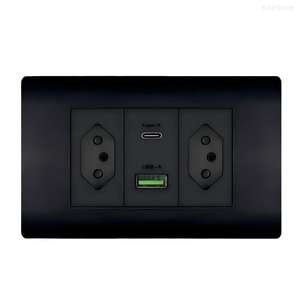 Interruptor de pared eléctrico estándar brasileño de 20A con enchufe y toma de corriente con USB Tipo-C 118, enchufe de pared con lámpara. - Product Image 1