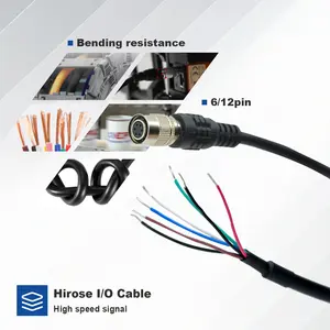 Top seller VT-Hirose6-7-0.5M custom heirose 12pin fêmea I/O cabo de alimentação câmera industrial cabos analógicos máquina visão cabo