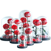 Dôme en verre décoratif personnalisé pour la Saint-Valentin Roses éternelles préservées immortelles pour toujours Idée cadeau florale unique