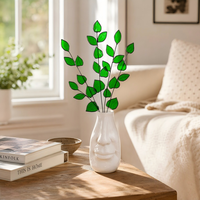 Attrape-soleil personnalisé en verre teinté motif feuilles de fleurs sauvages, Art Déco, bouquet de fleurs, vase naturel, décoration intérieure, cadeau Fête des Mères