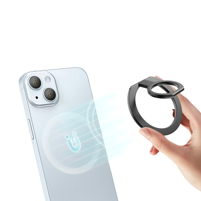Magnetic Phone Ring Holder with Zinc Alloy Foldable Design for Universal iPhone Stand