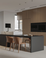Cuisine modulaire contemporaine à concept ouvert avec îlot, armoires sur mesure, meubles RTA pour commandes en gros résidentielles haut de gamme