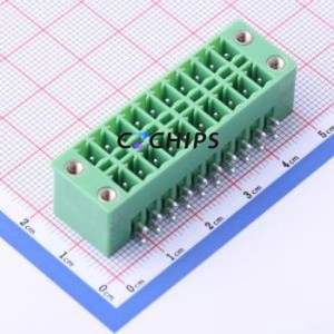 KF2EDGKRM-3.81-2*10P Plug-in Terminal Block Bent Lead Through Hole,P=3.81mm Board-to-Board / Socket - Closed Screw Fixing 2x10P - Product Image 1