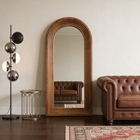 Miroir sur pied vintage de style Wabi-sabi, arqué, pleine longueur, d'inspiration française, pour la maison, miroir mural en bois de style européen