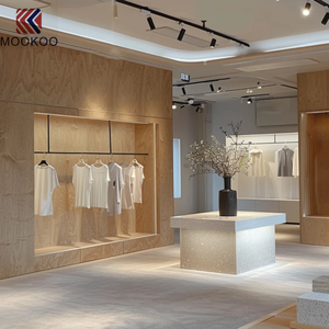 Meuble mural de présentation en bois pour boutique de vêtements, vitrine moderne pour l'affichage de vêtements - Product Image 3