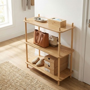 Rak Penyimpanan Kayu Solid Ruang Tamu Rak Pajangan Dinding Balkon Rak Penyimpanan Multi-Lapisan Model Berdiri di Lantai - Product Image 2