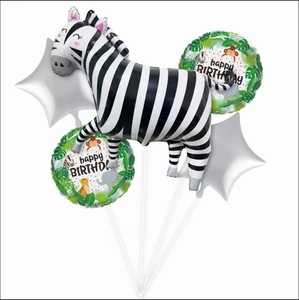Globos grandes de papel de aluminio para animales, <span class=keywords><strong>5</strong></span> uds., mono, León, cebra, elefante, jirafa, Cocodrilo, globo, decoraciones para fiesta de cumpleaños para el Día de los niños - Product Image 1