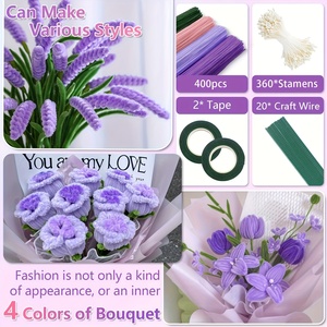 782pcs Lavender Dream DIY Bouquet Kit - 400 Chenille Stems, 360 <strong>Stamens</strong>, 20 Floral Wires &amp; 2 Garden Tapes with Video Tutorial - Product Image 6