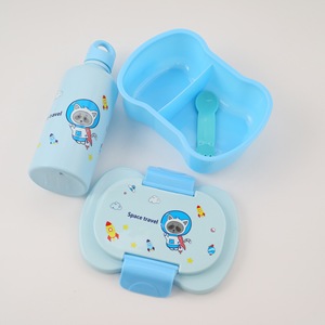 Cartoon Children's Plastic Lunch Box And Water Bottle <b>Set</b> Arc Type <b>Microwaveable</b> For Kids Age 4 Years Old Up - Product Image 2
