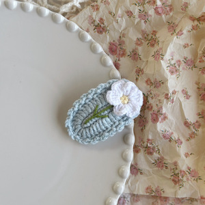 Accessori per capelli per ragazze del Giappone coreano fatti a mano fermaglio per capelli in lana di fiore dolce lavorato a maglia - Product Image 5