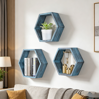 Étagères suspendues hexagonales, étagère rustique pour la chambre d'enfant, étagère murale hexagonale flottante, étagère hexagonale, ensemble de 3 pièces