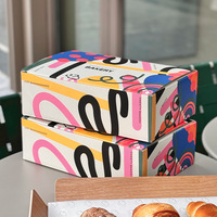 Boîte de papier à gâteau avec logo personnalisé imprimé tendance Mousse à dessert Pâtisserie Emballage à emporter Tarte aux œufs Cuisson Style alimentaire