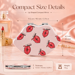 Cute Lip Shaped PU Leather <b>Compact</b> <b>Mirror</b> 1X 2X Magnifying Dual Sided HD Glass Magnetic Pocket Makeup <b>Mirror</b> Bulk Wholesale - Product Image 4