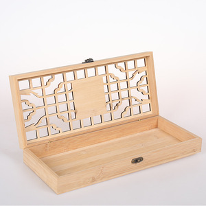 Hollowed Out Wooden Tea Box Bamboo Rectangular Office Organizer Storage Box For Calligraphy <b>Seal</b> <b>Brush</b> Gift Packaging DS6235 - Product Image 4