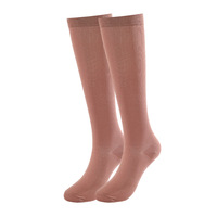 Chaussettes de compression sportives pour femmes, montantes, rayées, séchage rapide, respirantes, absorbant la transpiration, avec bordure en Spandex/Nylon, style preppy amusant