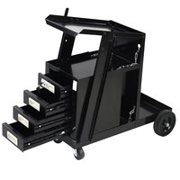 Chariot de soudage à roulettes en acier noir à 4 tiroirs avec rangement, conception moderne personnalisable OEM – Ventes Flash