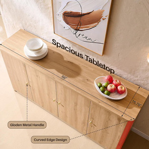 Grand buffet incurvé moderne Armoire de rangement 4 portes Étagères pour café Bar Station Cuisine Salon Meubles de maison - Product Image 3