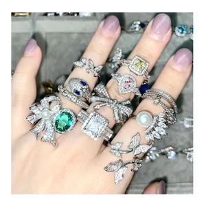Conjunto De Joyeria Wedding Ring Grote Diamanten Ringen Sieraden Vrouwen Goedkope Prijs 18K Gold Ring Anillos De Plata 925 sterling Zilver