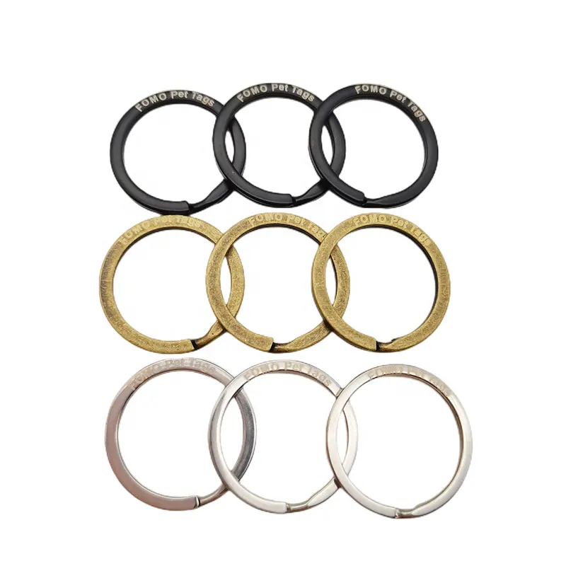 1 inci baja nirkarat Split gantungan kunci logam cincin perak Split gantungan kunci cincin datar massal untuk gantungan kunci dan kerajinan