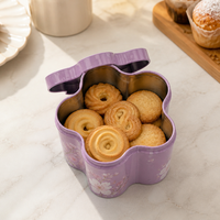 Boîte en métal personnalisée en forme de pétale pour biscuits, qualité alimentaire, emballage de luxe pour biscuits floraux, pour cadeaux de bonbons, vente en gros